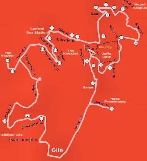 القدس هوب علي هوب قباله حافله الجولات الخريطة